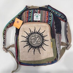 Colorful Bohemian Backpack with Sun Design Hemp boho